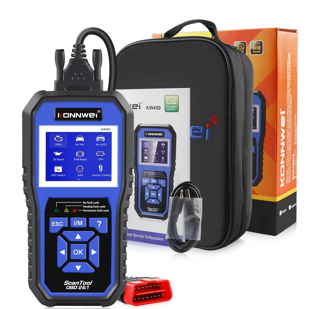 Obd2 Scanner Abs Srs Airbag Reset - KONNWEI KW450 Komplettsysteme OBD2-Diagnosetool VW Audi