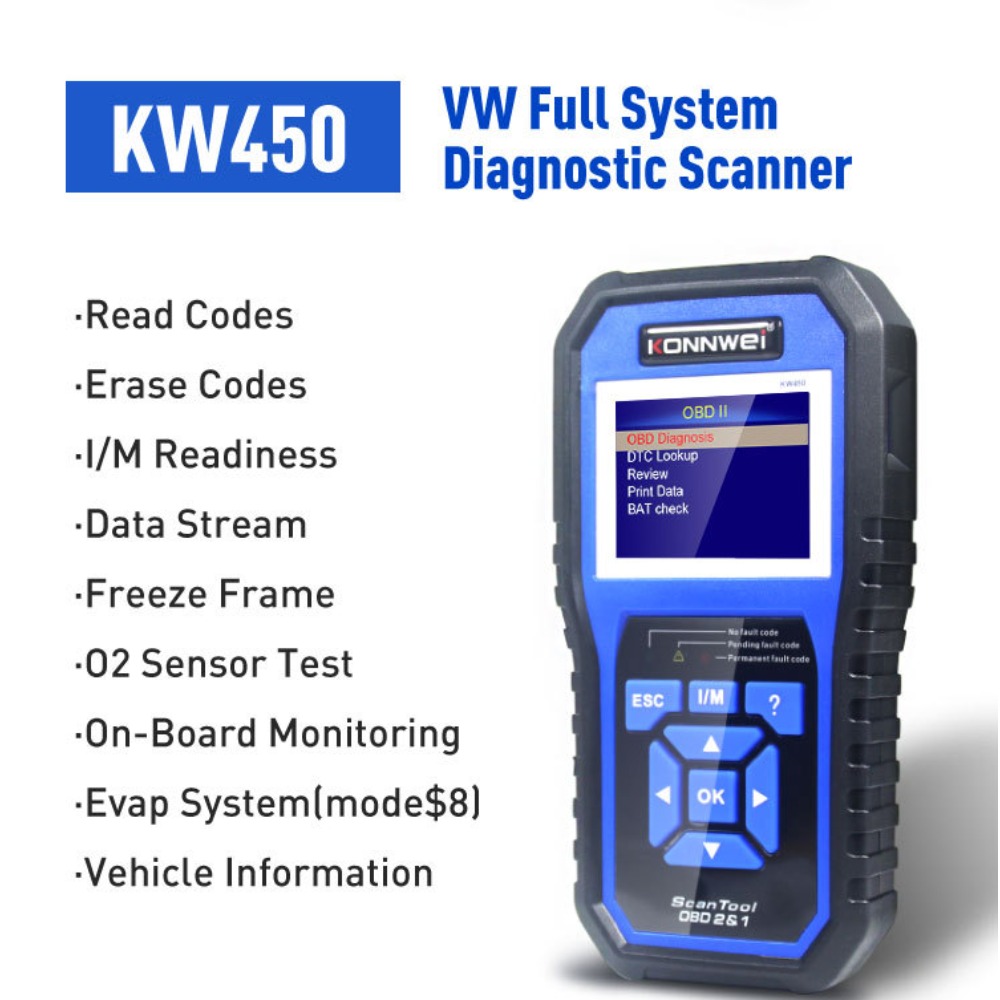 Obd2 Scanner Abs Srs Airbag Reset - KONNWEI KW450 Allsystem-Auto-OBD2-Diagnosegerät für VAG, VW,