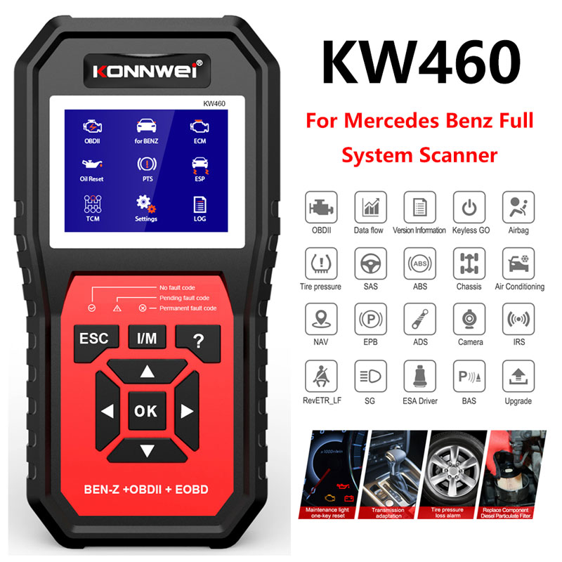 Obd2 Scanner Abs Srs Airbag Reset - KONNWEI KW460 OBD2-Diagnosegerät für alle Fahrzeugsysteme,