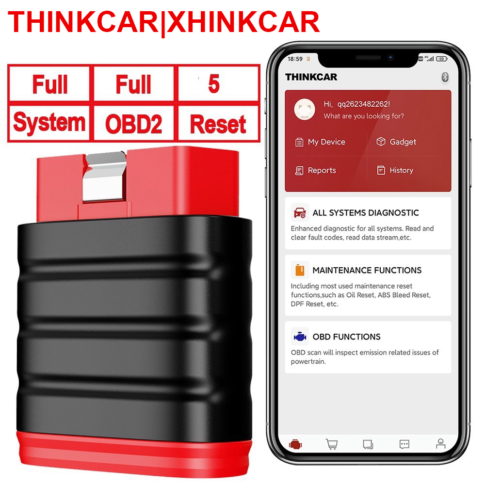 Thinkcar Thinkdiag 2 - Thinkcar Thinksafe OBD2 Bluetooth-Scanner, Codeleser, Auto,