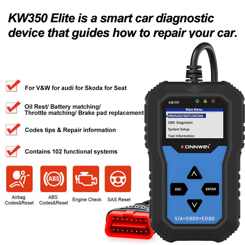 KONNWEI KW350 OBD2 Scanner Aut – Obd2 Scanner Abs Srs Airbag Reset Bewertung und Preis