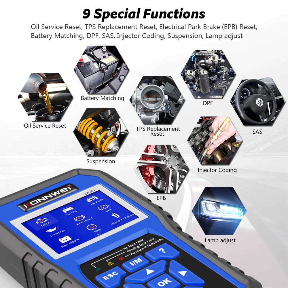 KONNWEI KW450 Allsystem-Auto-O – Obd2 Scanner Abs Srs Airbag Reset Bewertung und Preis