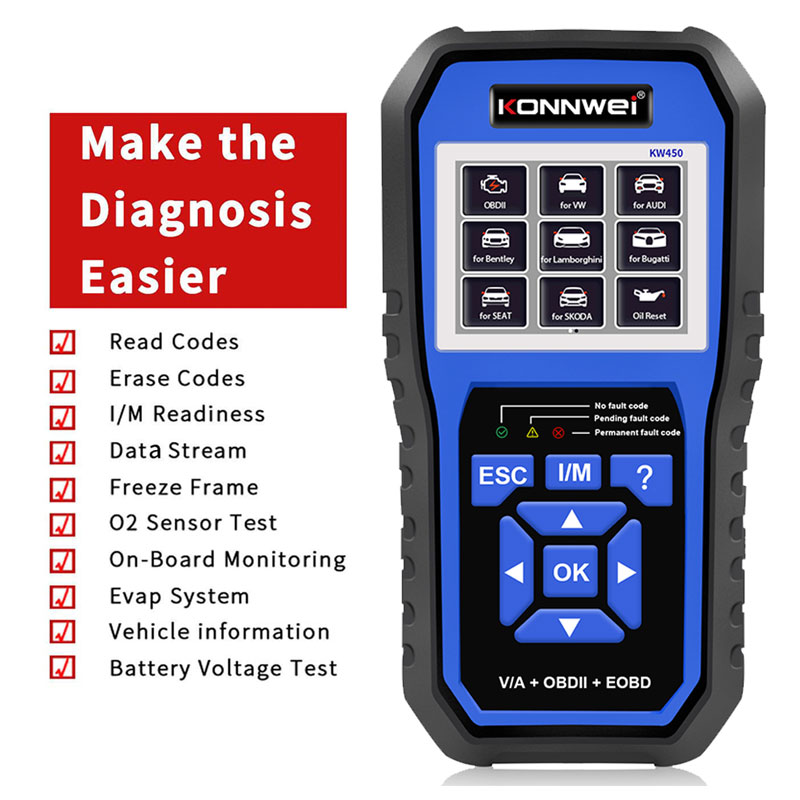 KONNWEI KW450 OBD2 Auto-Diagno – Obd2 Scanner Abs Srs Airbag Reset Bewertung und Preis