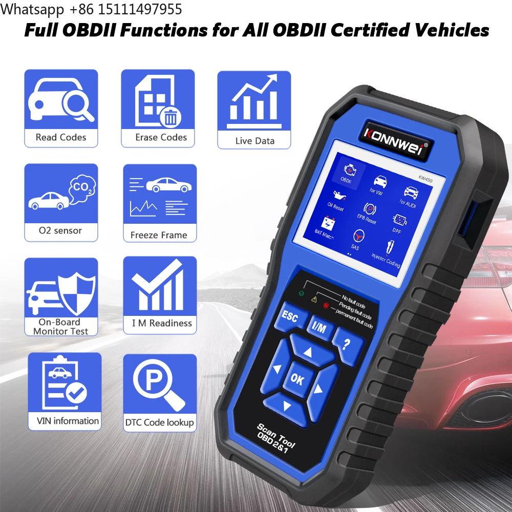 KONNWEI KW450 Codeleser-Scanne – Obd2 Scanner Abs Srs Airbag Reset Bewertung und Preis