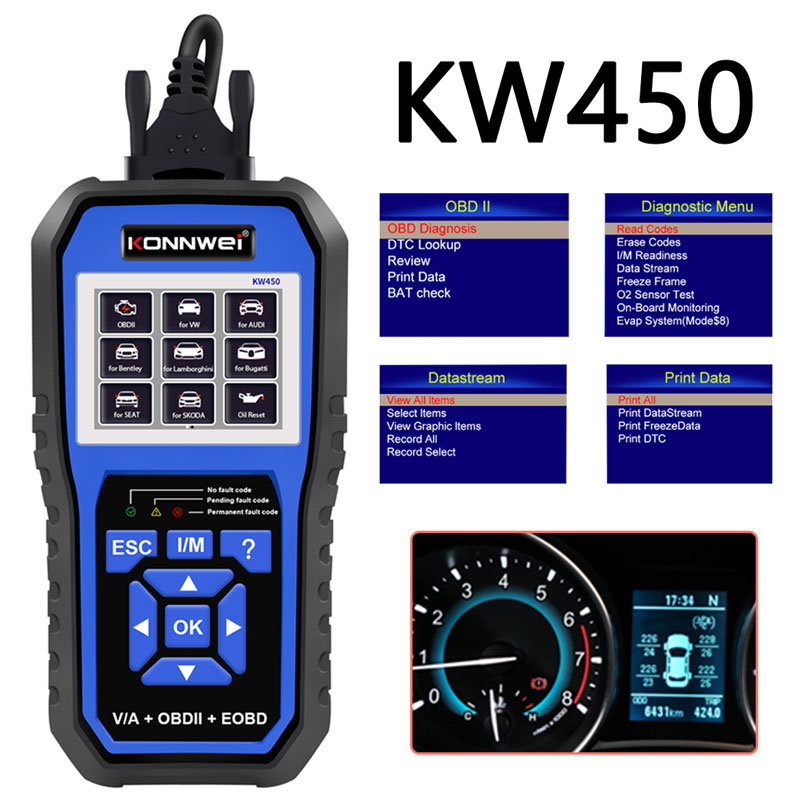 KONNWEI KW450 VAG Auto OBD2 Di – Obd2 Scanner Abs Srs Airbag Reset Bewertung und Preis