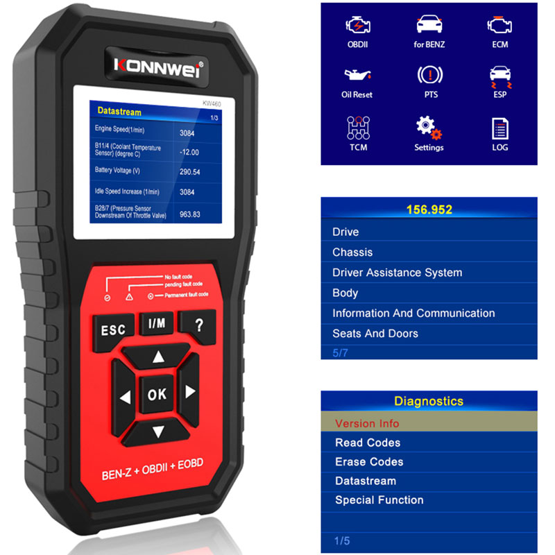 KONNWEI KW460 OBD2-Diagnoseger – Obd2 Scanner Abs Srs Airbag Reset Bewertung und Preis