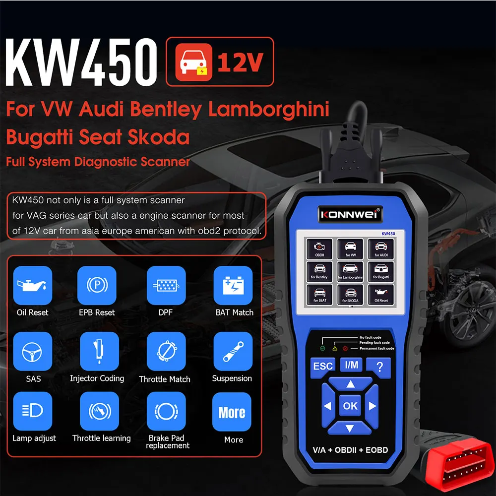 2026 OBD2 Scanner KW450 OBD Co – Obd2 Scanner Abs Srs Airbag Reset Bewertung und Preis